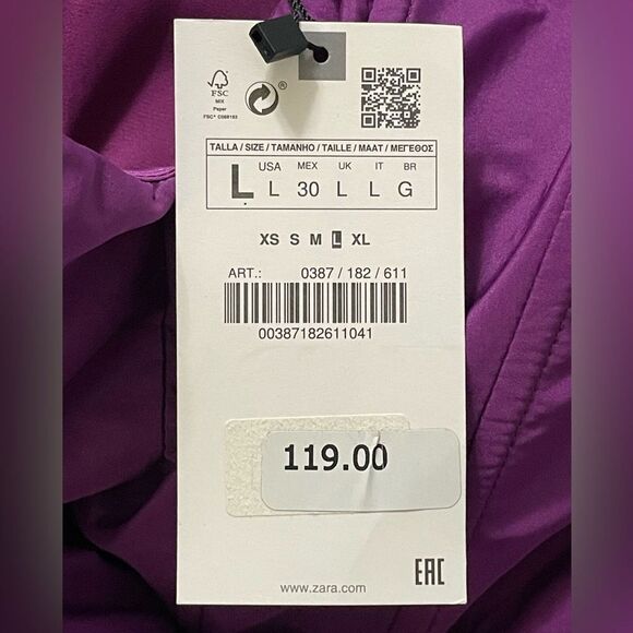 NWT Zara Voluminous Mini Dress Bubble Skirt Purple Women's L Royalcore Prom HOCO - Picture 8 of 10